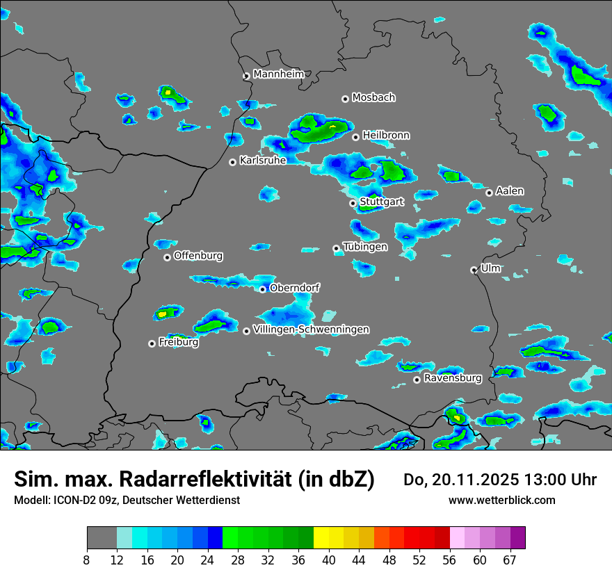 Modellkarten Simuliertes Radarbild