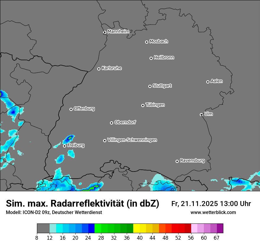 Modellkarten Simuliertes Radarbild
