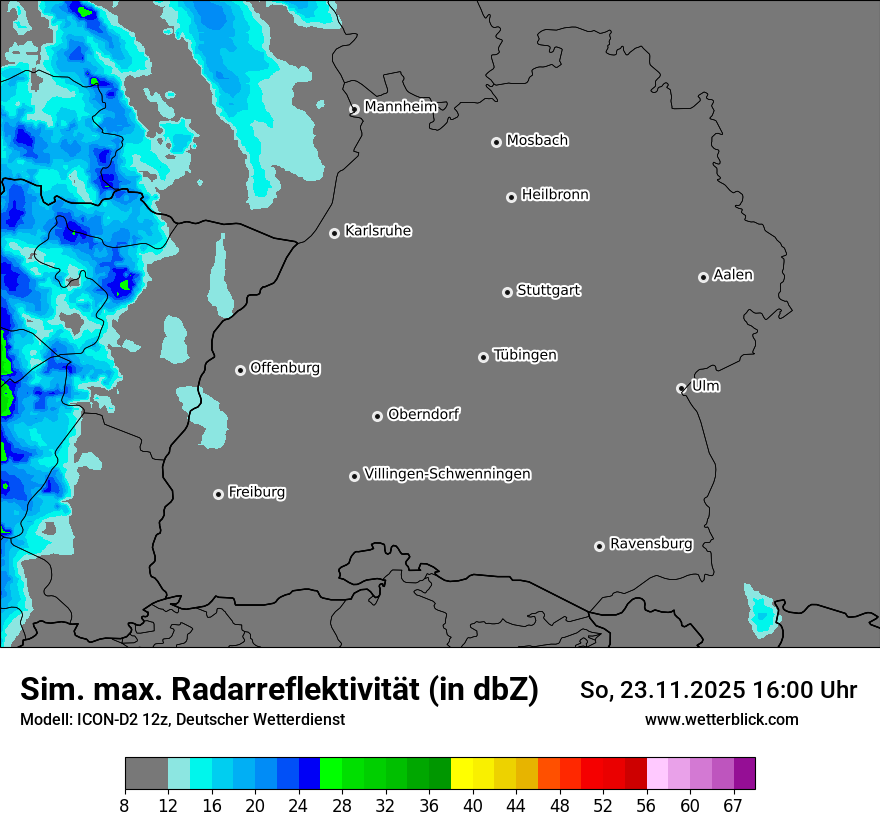 Modellkarten Simuliertes Radarbild