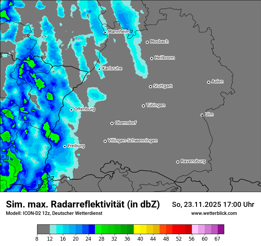 Modellkarten Simuliertes Radarbild
