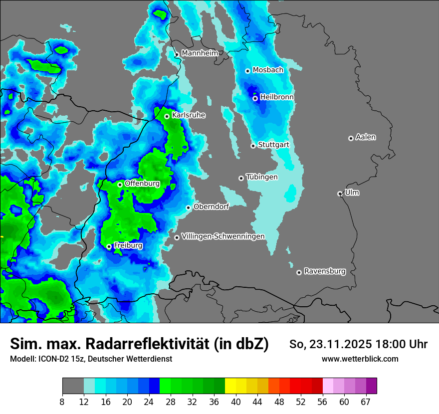 Modellkarten Simuliertes Radarbild