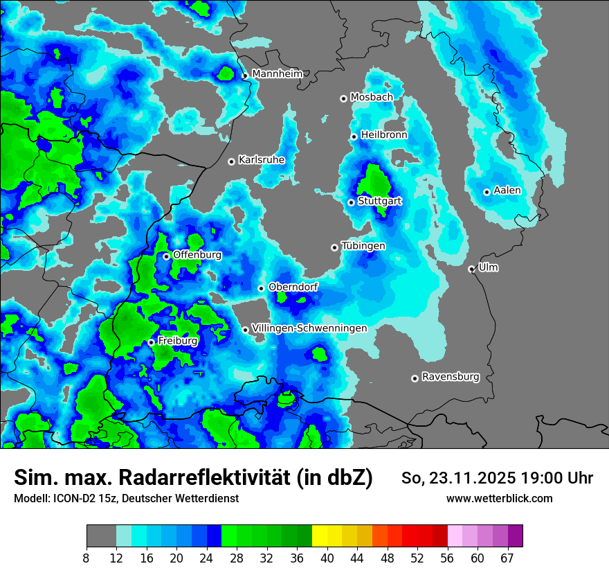 Modellkarten Simuliertes Radarbild