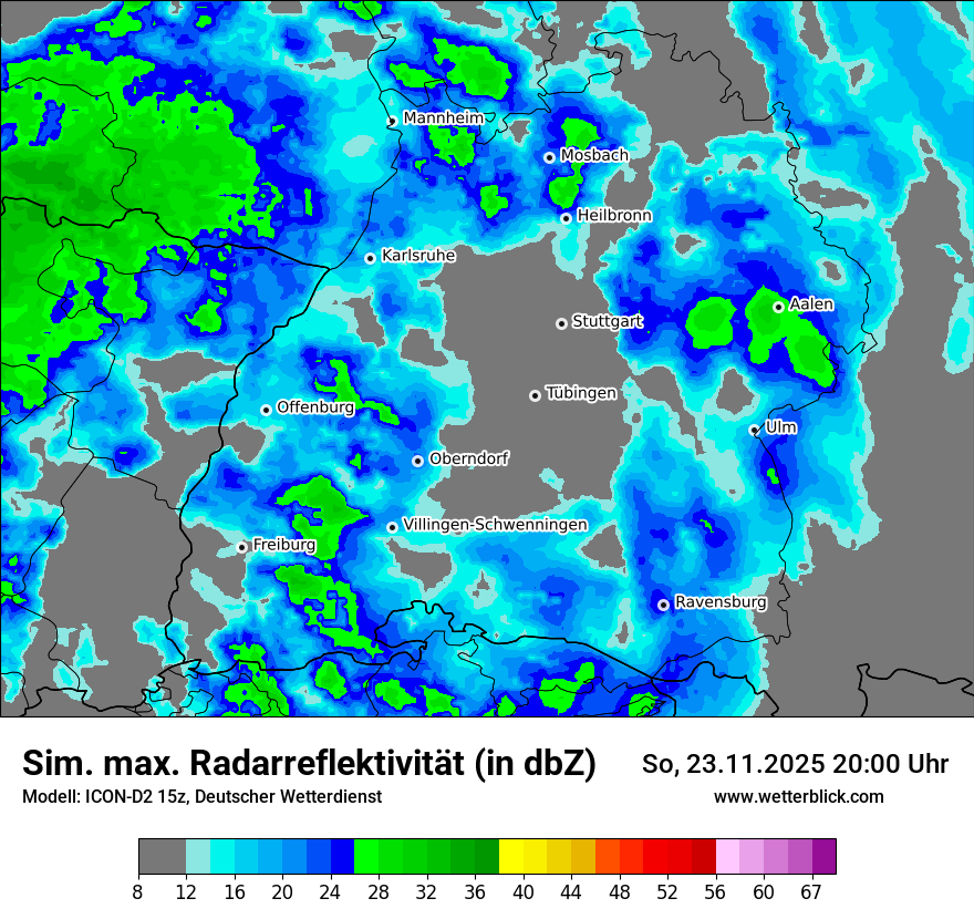 Modellkarten Simuliertes Radarbild