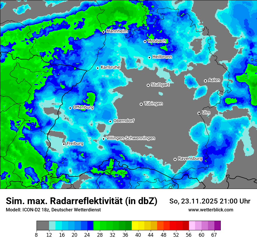 Modellkarten Simuliertes Radarbild