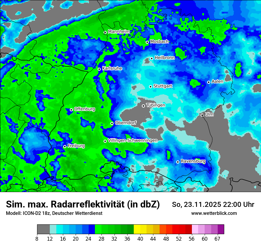 Modellkarten Simuliertes Radarbild