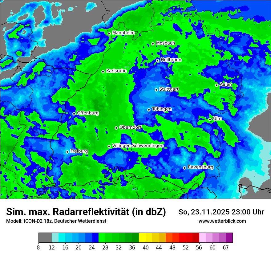 Modellkarten Simuliertes Radarbild