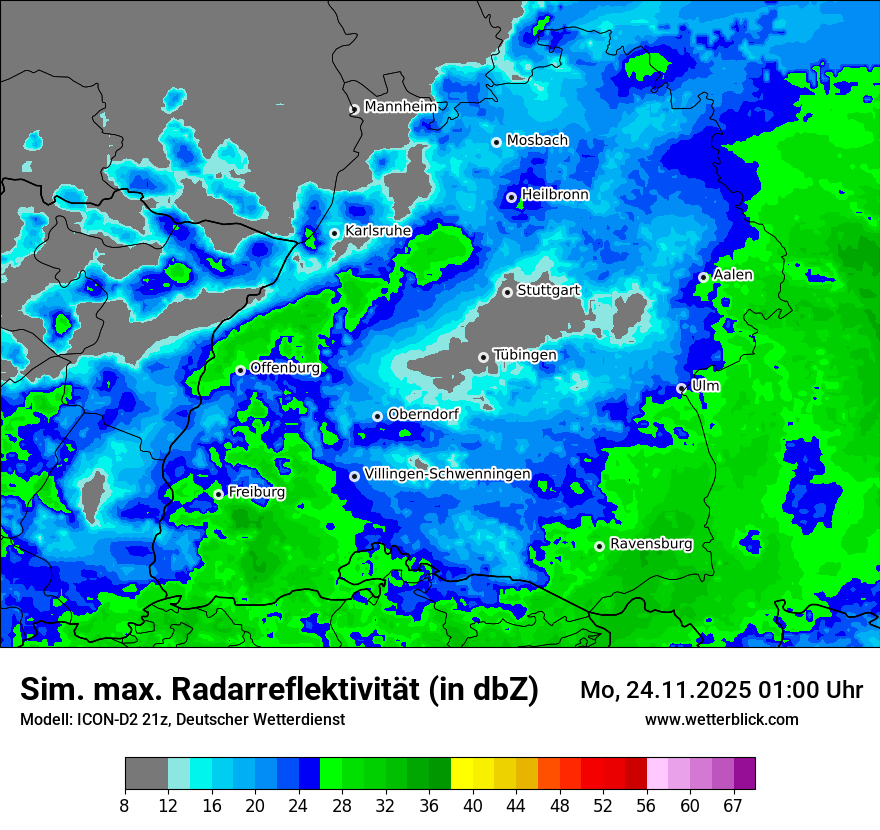 Modellkarten Simuliertes Radarbild