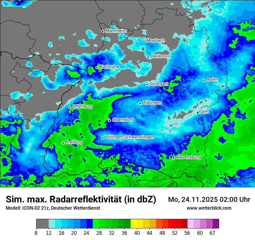 Modellkarten Simuliertes Radarbild