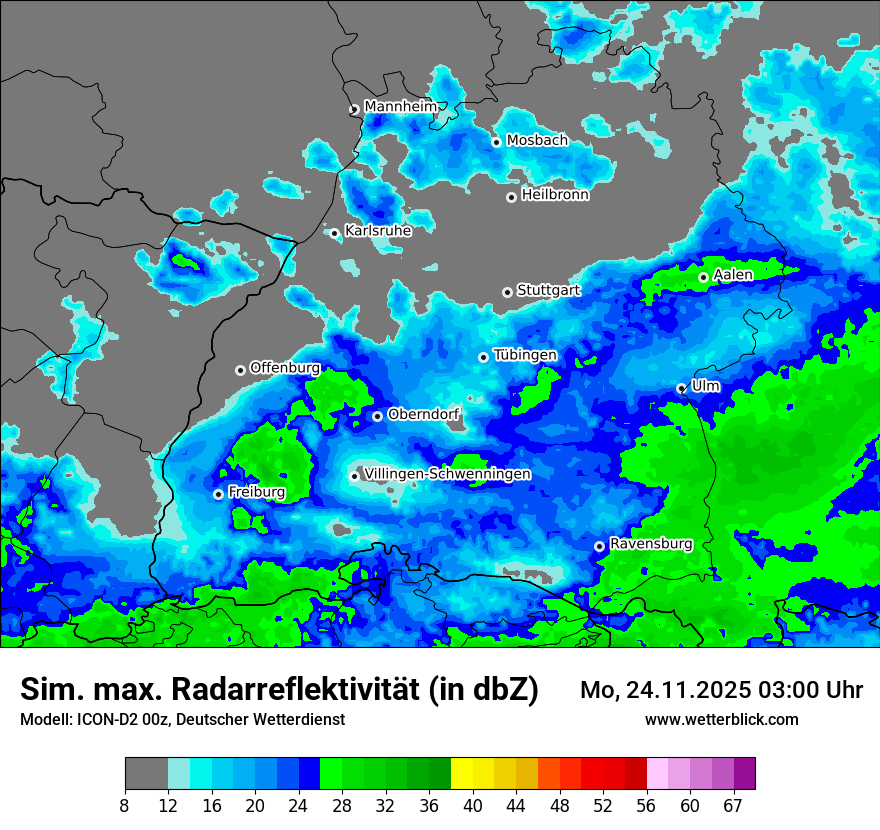 Modellkarten Simuliertes Radarbild