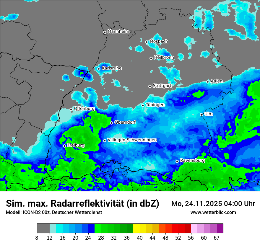 Modellkarten Simuliertes Radarbild
