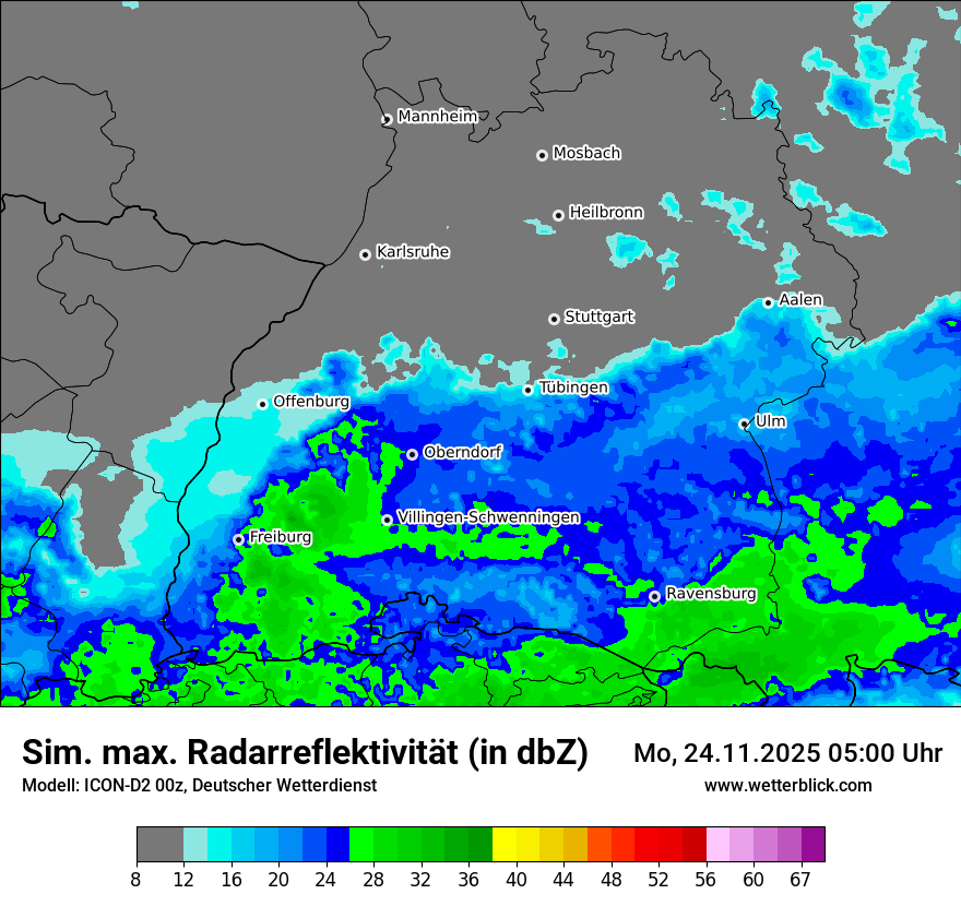 Modellkarten Simuliertes Radarbild