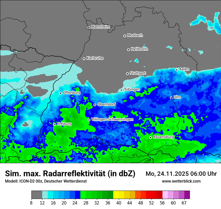 Modellkarten Simuliertes Radarbild