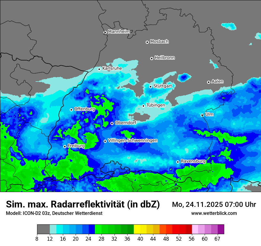 Modellkarten Simuliertes Radarbild