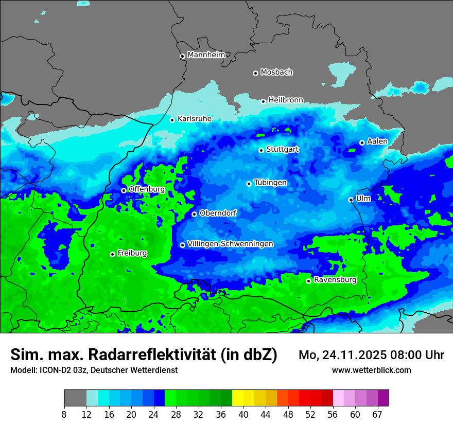 Modellkarten Simuliertes Radarbild