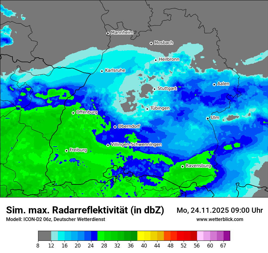 Modellkarten Simuliertes Radarbild