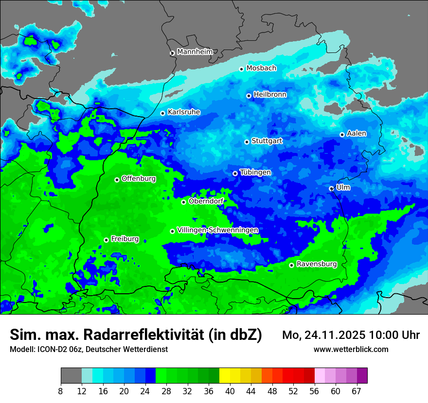 Modellkarten Simuliertes Radarbild