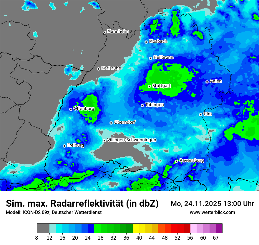 Modellkarten Simuliertes Radarbild