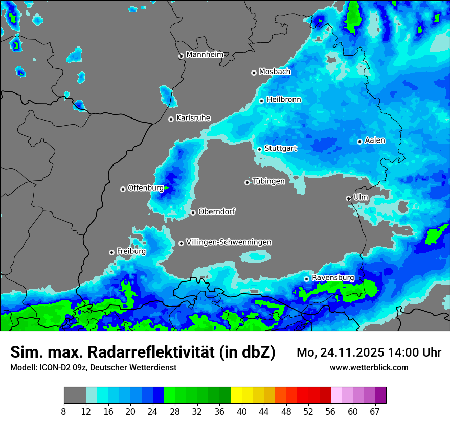 Modellkarten Simuliertes Radarbild