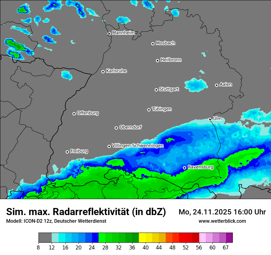 Modellkarten Simuliertes Radarbild
