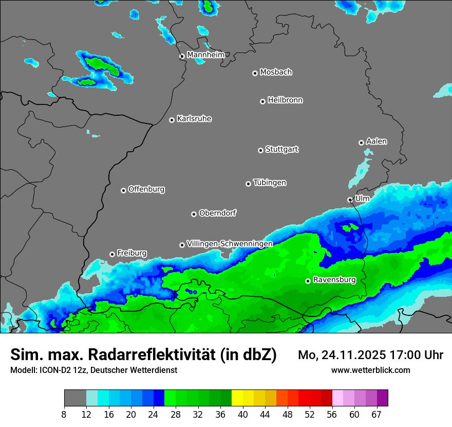 Modellkarten Simuliertes Radarbild