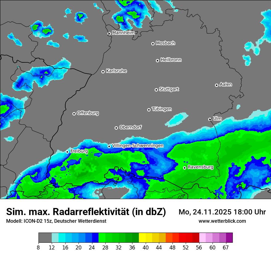 Modellkarten Simuliertes Radarbild