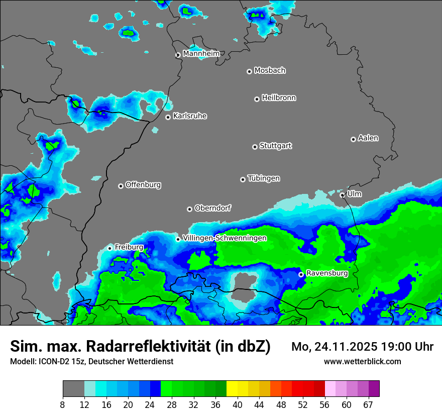 Modellkarten Simuliertes Radarbild