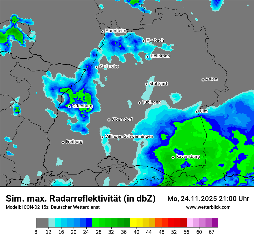 Modellkarten Simuliertes Radarbild
