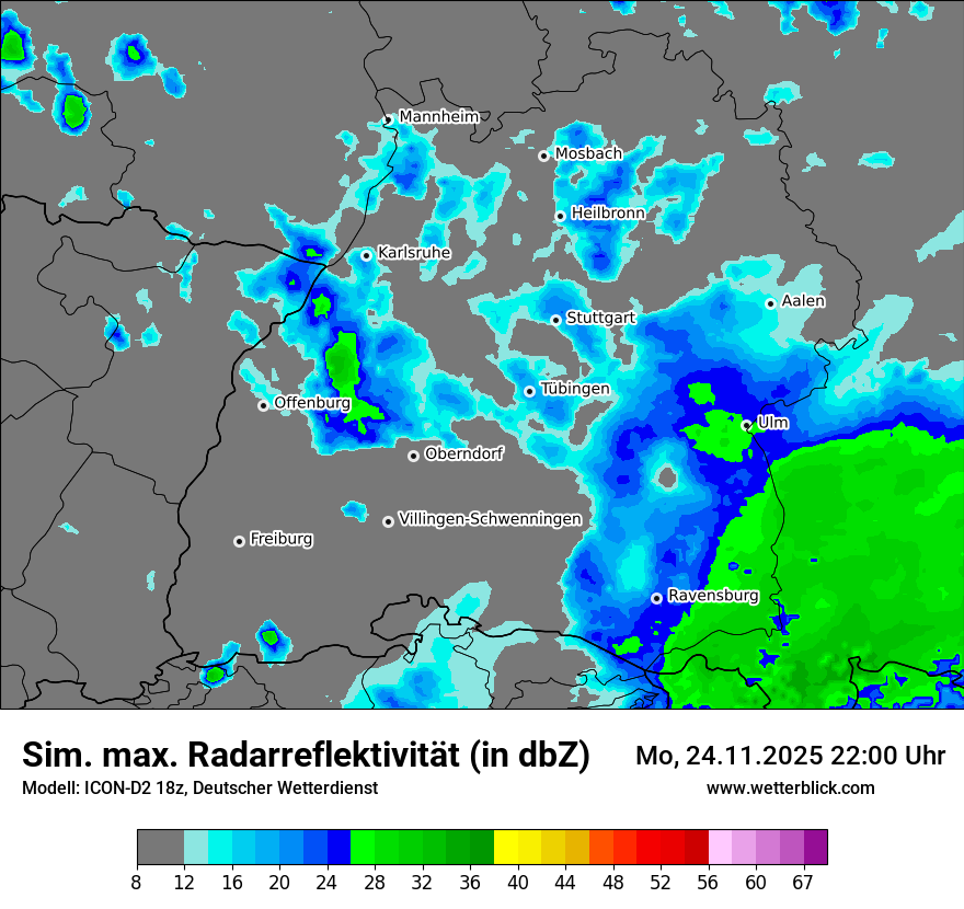 Modellkarten Simuliertes Radarbild