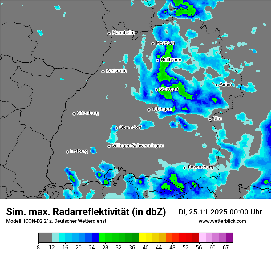 Modellkarten Simuliertes Radarbild