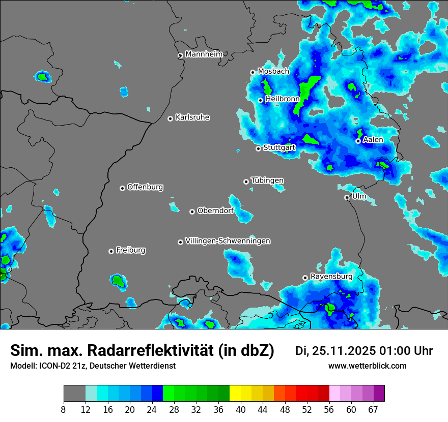 Modellkarten Simuliertes Radarbild