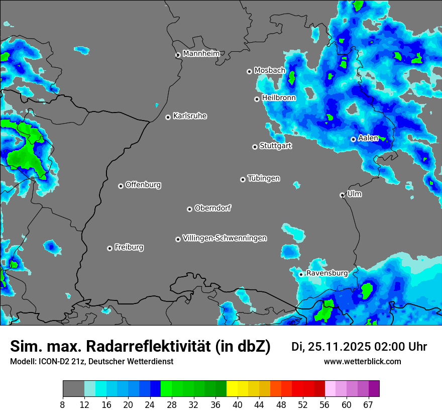 Modellkarten Simuliertes Radarbild