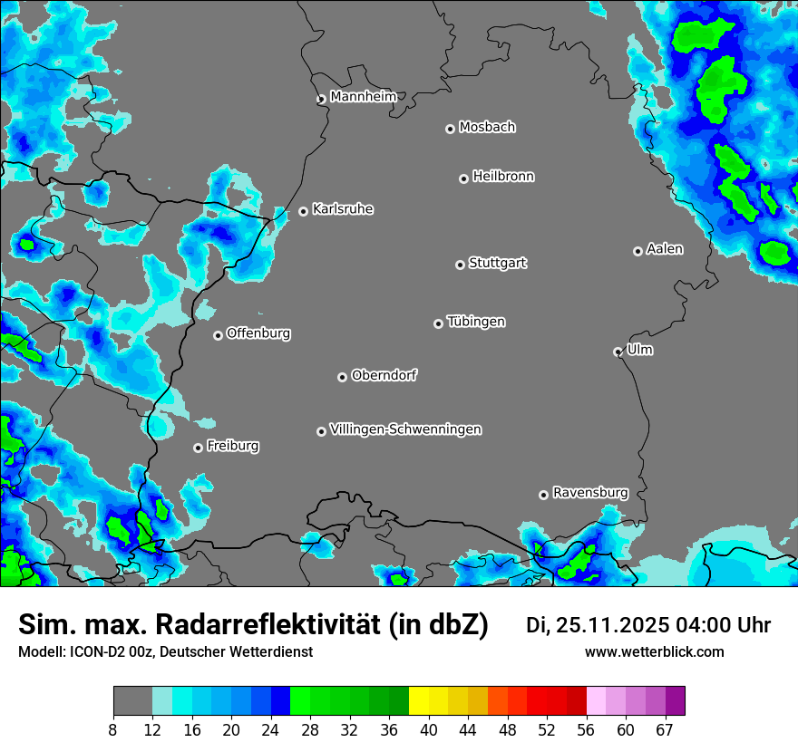 Modellkarten Simuliertes Radarbild