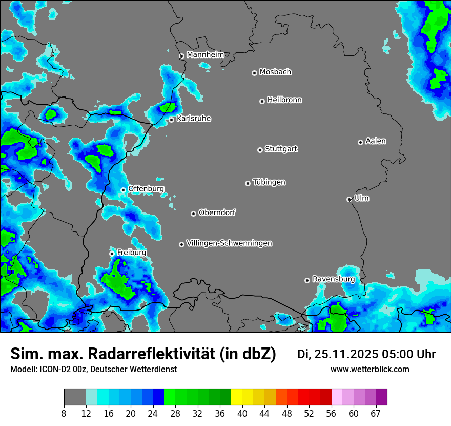 Modellkarten Simuliertes Radarbild