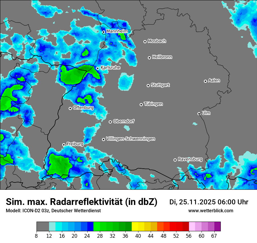 Modellkarten Simuliertes Radarbild