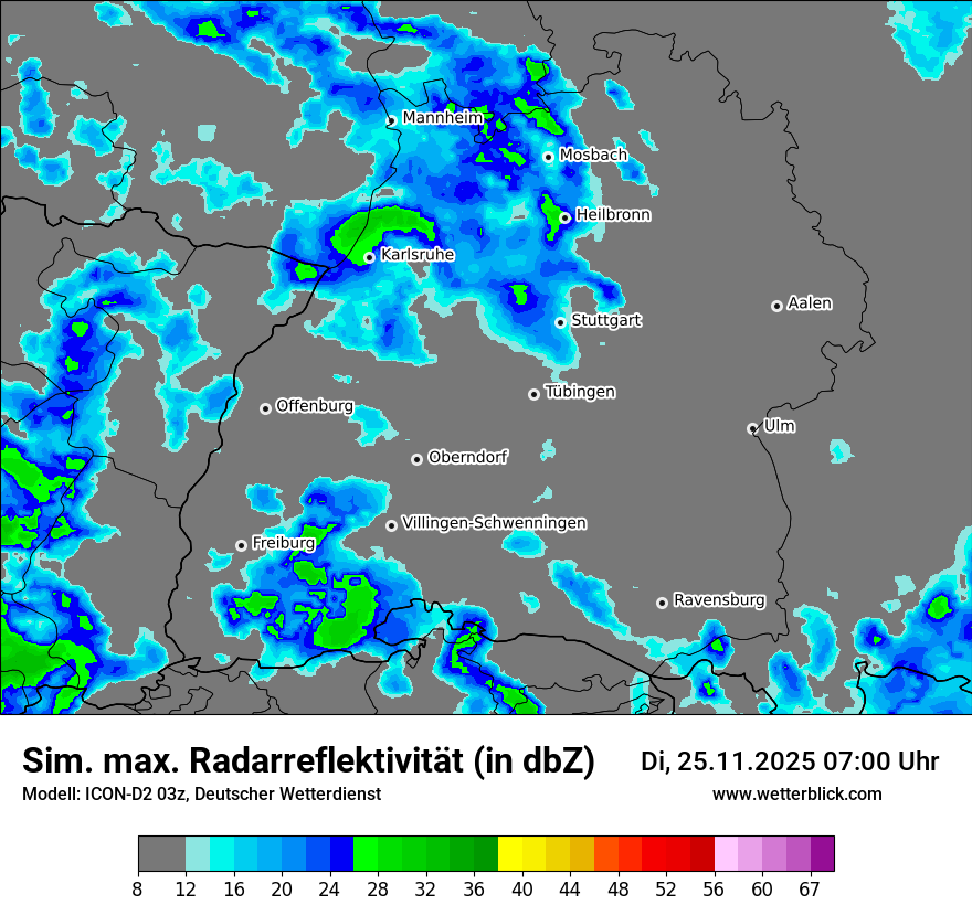 Modellkarten Simuliertes Radarbild