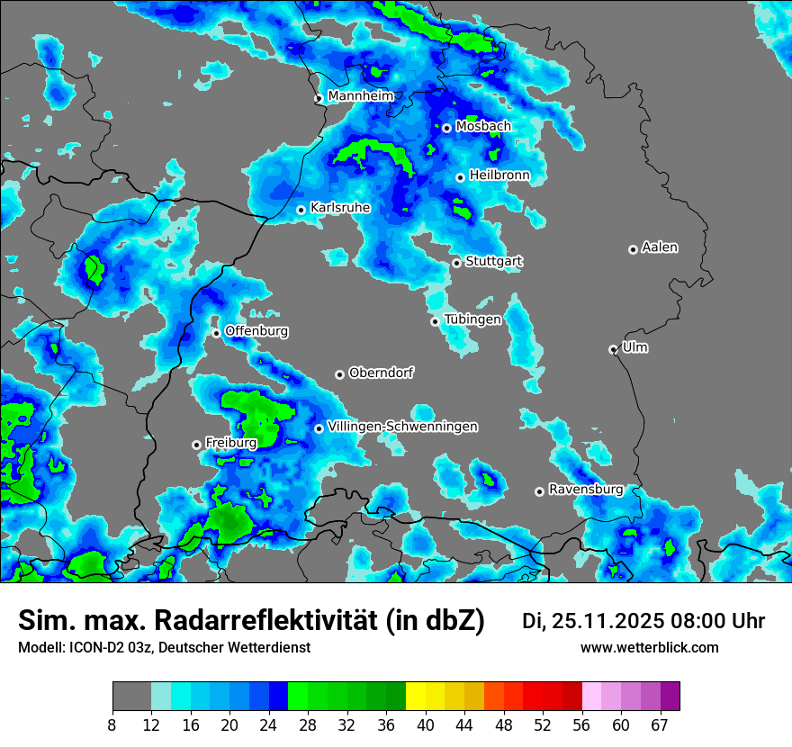 Modellkarten Simuliertes Radarbild