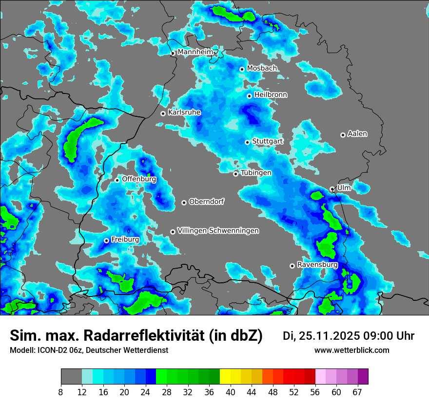 Modellkarten Simuliertes Radarbild