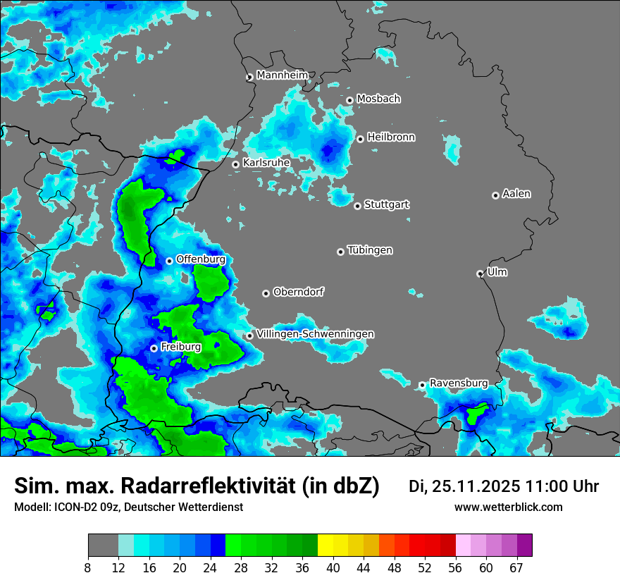 Modellkarten Simuliertes Radarbild