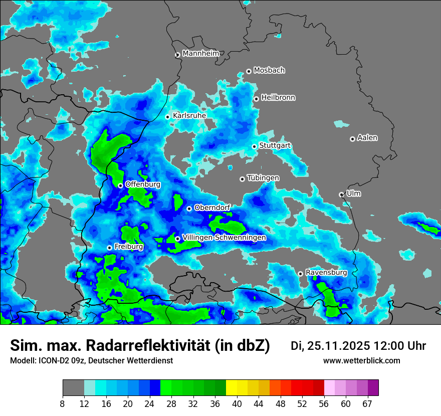 Modellkarten Simuliertes Radarbild