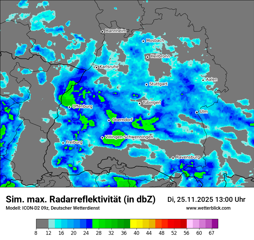 Modellkarten Simuliertes Radarbild