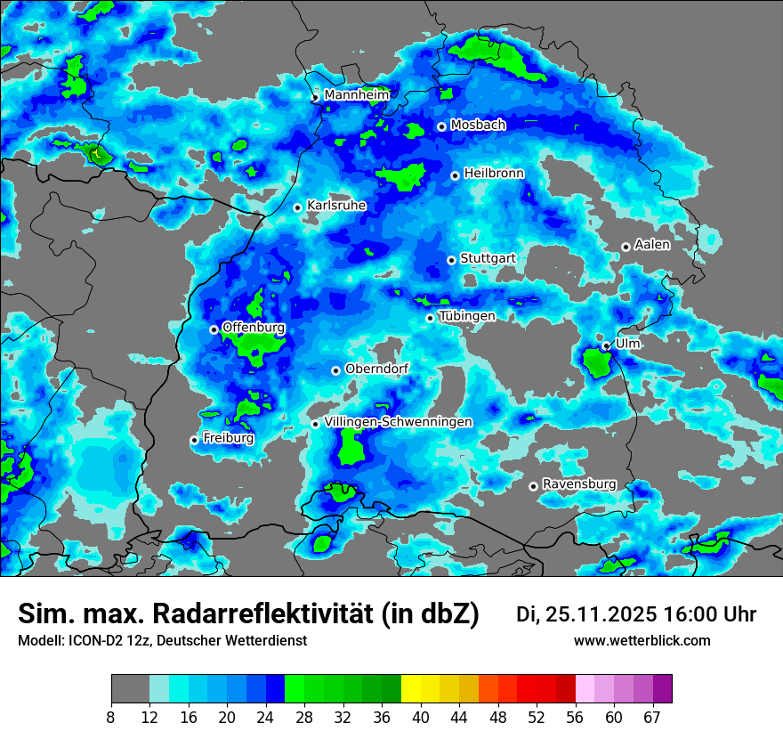 Modellkarten Simuliertes Radarbild