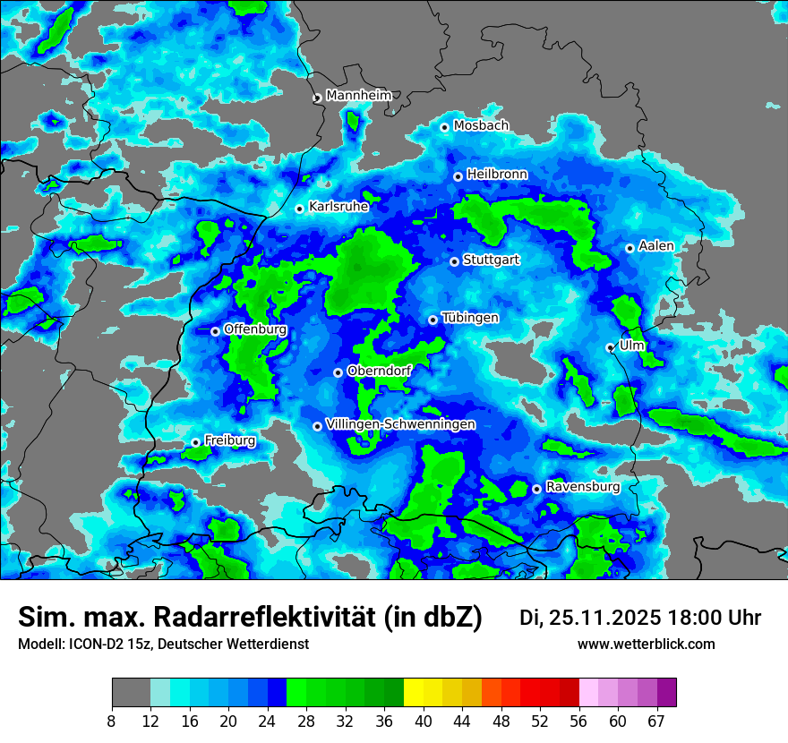 Modellkarten Simuliertes Radarbild