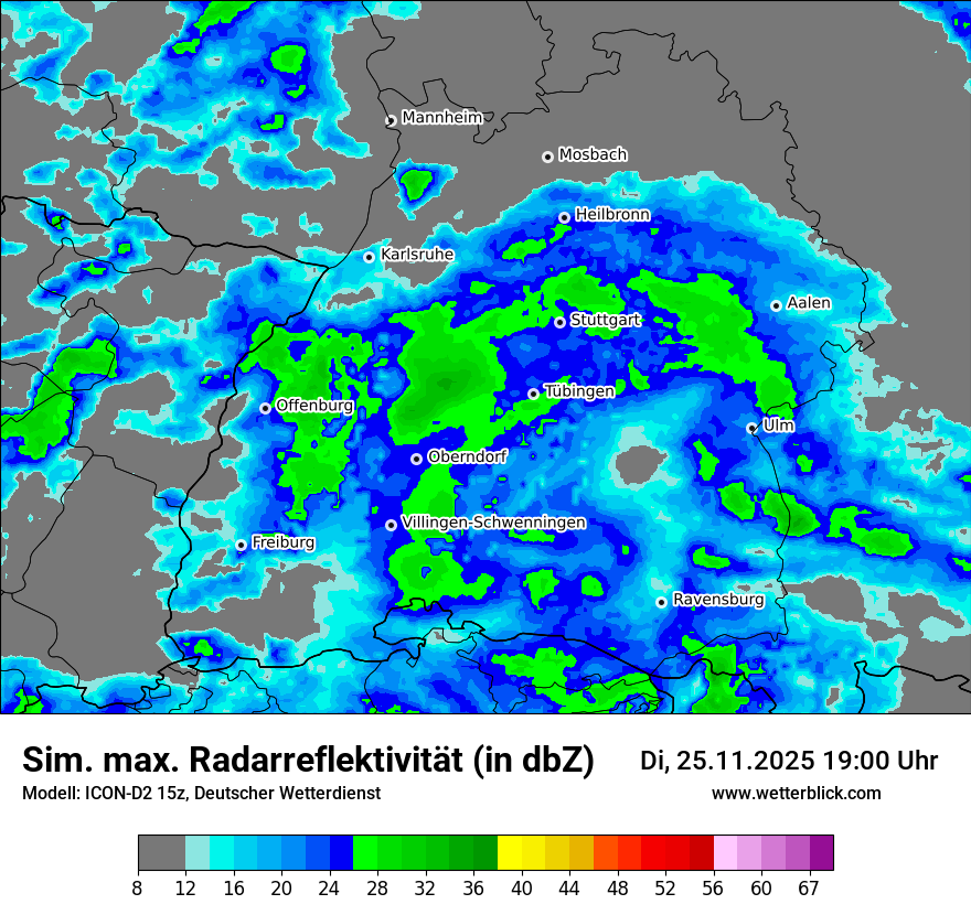 Modellkarten Simuliertes Radarbild