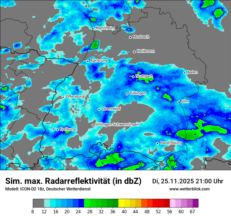 Modellkarten Simuliertes Radarbild