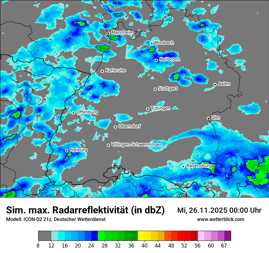 Modellkarten Simuliertes Radarbild