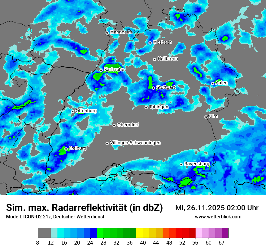 Modellkarten Simuliertes Radarbild