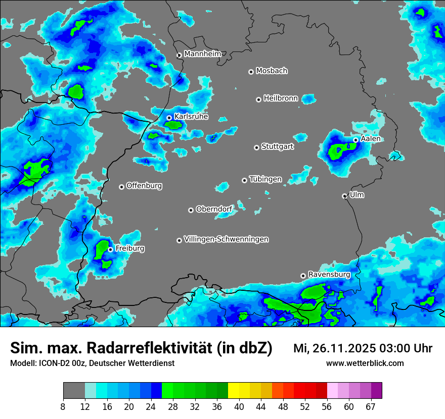 Modellkarten Simuliertes Radarbild