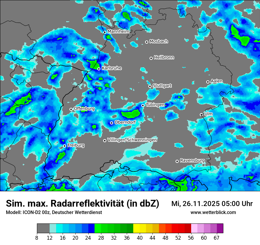 Modellkarten Simuliertes Radarbild