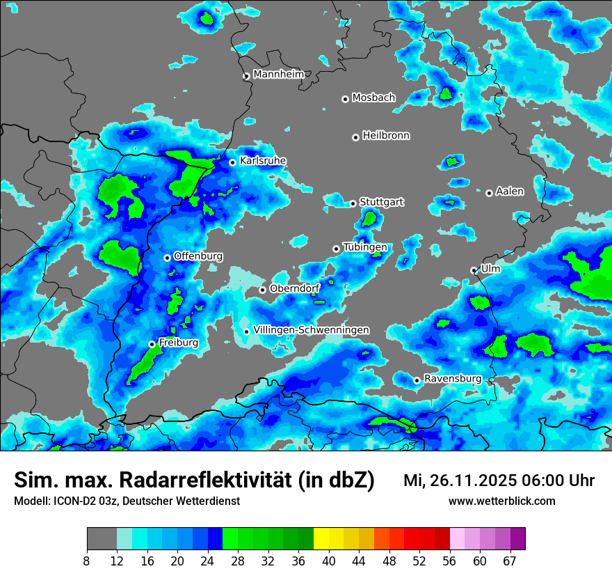 Modellkarten Simuliertes Radarbild