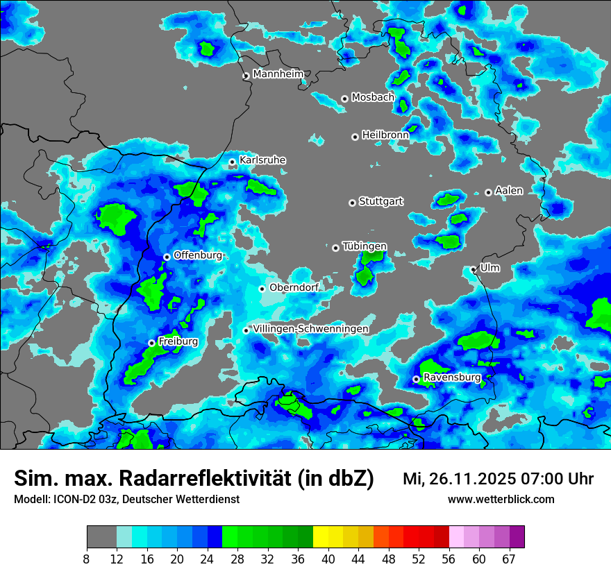 Modellkarten Simuliertes Radarbild